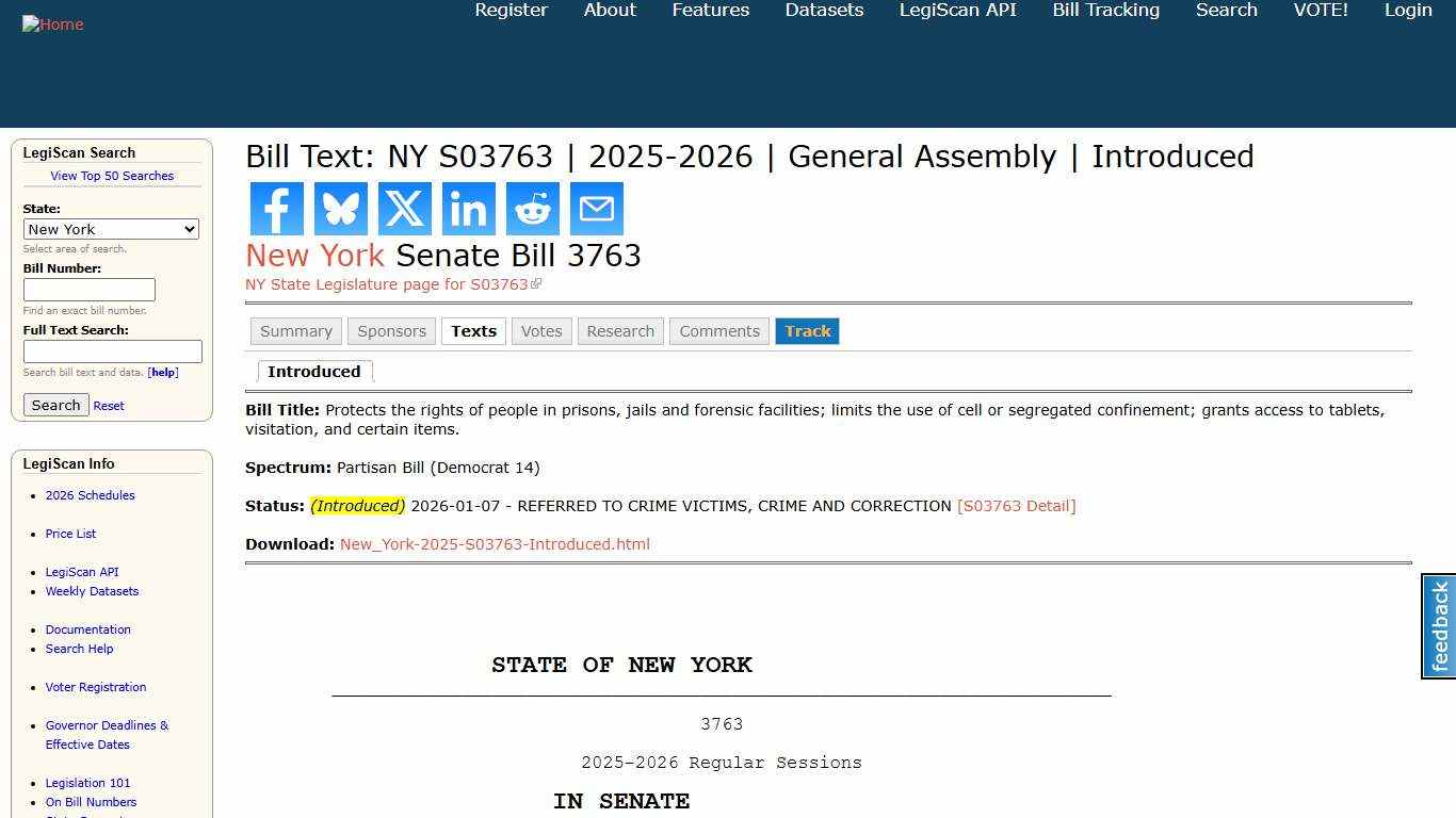 Bill Text: NY S03763 2025-2026 General Assembly Introduced LegiScan