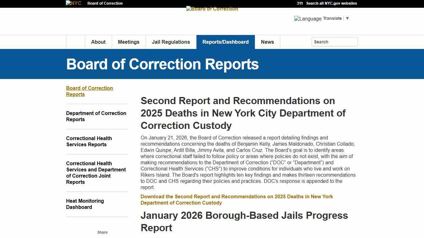 Board of Correction Reports - BOC